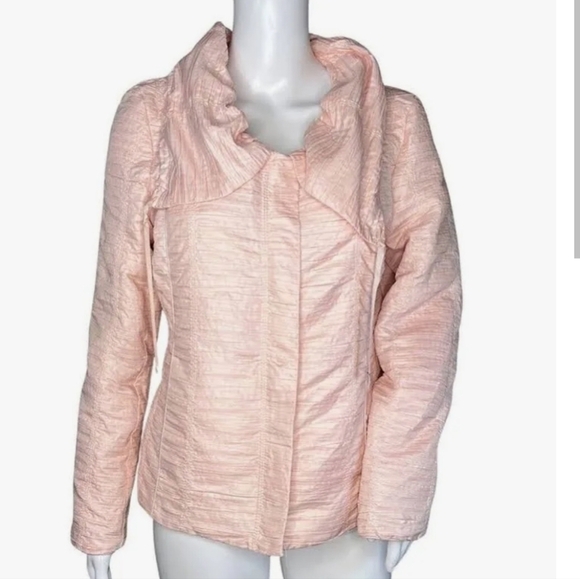 Chico's Jacket Women's Pleated Lightweight Puffer Cowl Collar Size 2 Large - Picture 1 of 7